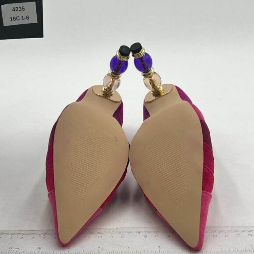 FOWT Purple High Heel Pointed Toe Pump Slip-on Rainbow Shoes for Dress Party Gir - Picture 6 of 7